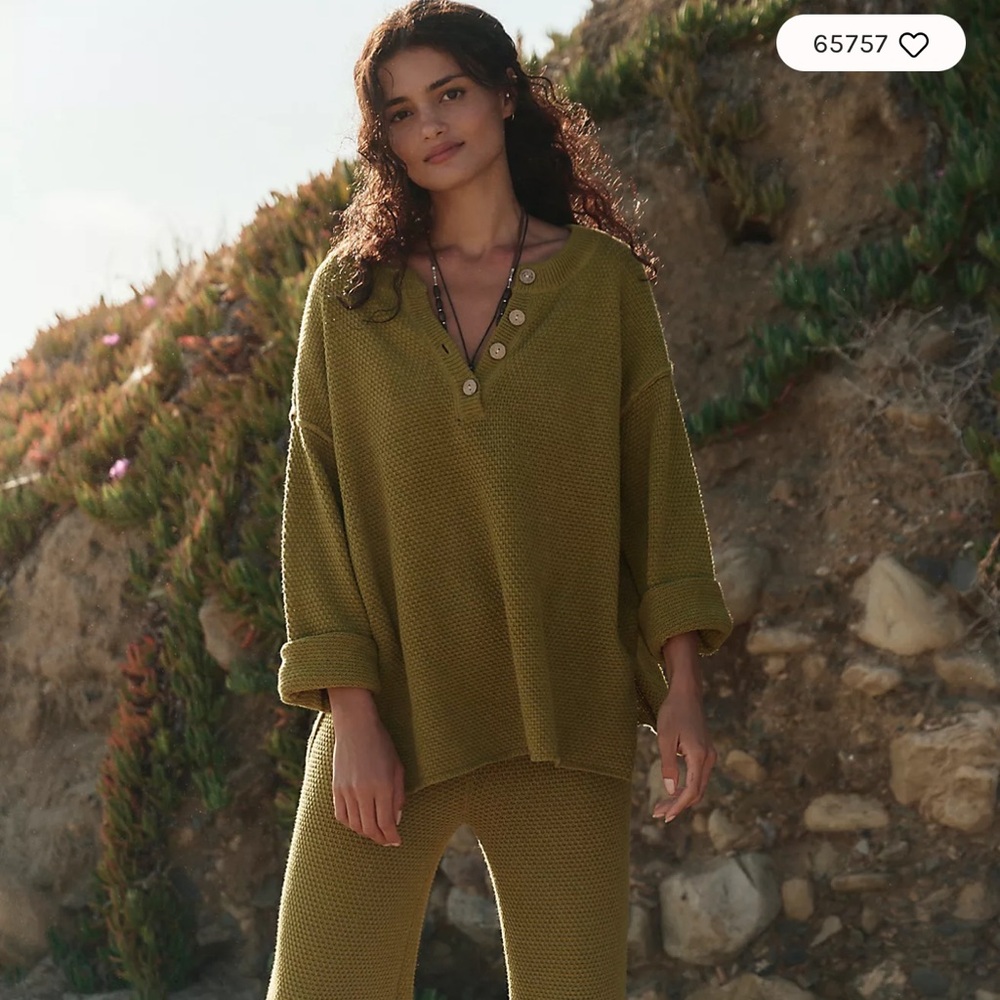 Free People Hailee Sweater Set Moss Green Knit Ensemble
